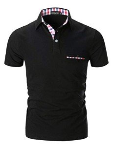 Men's Casual Short Sleeve Plaid Polo Shirt