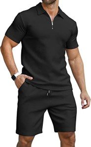 KUYIGO Men's Casual Polo Shirt & Shorts Set