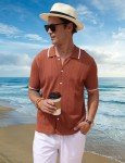 Men's Vintage Button Up Slim Fit Polo Shirt