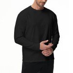 Men's Casual Long Sleeve Athletic Workout Tee - Black