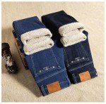 Kolongvangie Men’s Stretchable Sherpa Lined Jeans