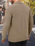 Linvich Men's Retro Shawl Collar Khaki Cardigan