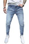 Linvich Men's Slim Fit Distressed Blue Jeans