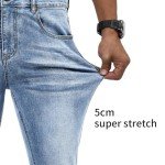 Linvich Men's Slim Fit Distressed Blue Jeans