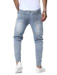 Men's Light Blue Distressed Skinny Stretch Jeans