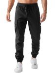 Men's Tapered Cargo Joggers with Pockets - Black