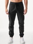 Men's Tapered Cargo Joggers with Pockets - Black
