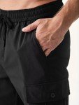 Men's Tapered Cargo Joggers with Pockets - Black
