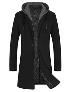 Men's Black Wool Trench Coat - APTRO 2XL