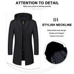 Men's Classic Black Wool Trench Coat with Hoodie