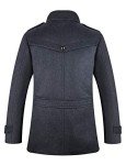 Men's Grey Wool Pea Coat Trench Jacket