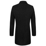 WULFUL Men's Black Slim Fit Wool Trench Coat