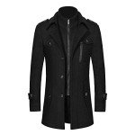 Men's Black Wool Blend Pea Coat, XX-Large