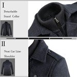 Men's Grey Wool Pea Coat Trench Jacket