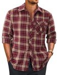 Men's Long Sleeve Plaid Flannel Shirt - Red