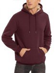 Men's Wine Red Thermal Fleece Pullover Hoodie