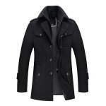 Men's Black Wool Blend Pea Coat, XX-Large