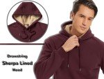 Men's Wine Red Thermal Fleece Pullover Hoodie