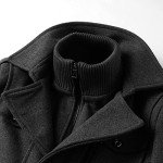 Men's Black Wool Blend Pea Coat, XX-Large