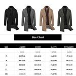 WULFUL Men's Black Slim Fit Wool Trench Coat