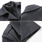 Men's Grey Wool Trench Coat with Detachable Collar