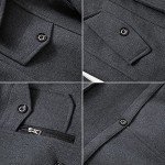 Men's Grey Wool Trench Coat with Detachable Collar
