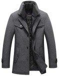 Chouyatou Men's Layered Collar Wool Blend Peacoat