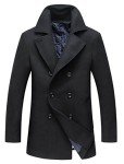 Men's Black Wool Blend Pea Coat, X-Large
