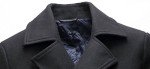 Men's Black Wool Blend Pea Coat, X-Large