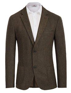 Men's Brown Herringbone Tweed Blazer Jacket XL