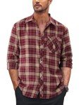 Men's Long Sleeve Plaid Flannel Shirt - Red