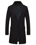 Men's Black Wool Blend Mid-Length Trench Coat