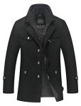 Men's Slim Fit Wool Peacoat - Black, Medium