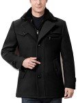Men's Slim Fit Wool Peacoat - Black, Medium