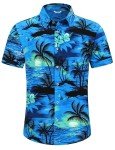 Men's Hawaiian Palm Tree Print Short Sleeve Shirt