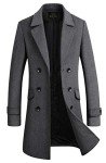 Men's Grey Wool Blend Double Breasted Pea Coat