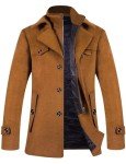 ELETOP Men's Wool Trench Coat - Camel Short