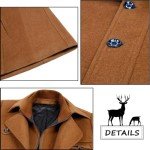 ELETOP Men's Wool Trench Coat - Camel Short