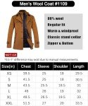 ELETOP Men's Wool Trench Coat - Camel Short