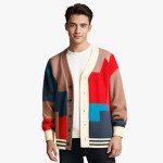 Men's Knitted Long Sleeve Cardigan Sweater - Black