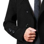 Men's Slim Fit Windproof Trench Coat - Black