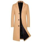 Men's Slim Fit Wool Blend Trench Coat - Khaki