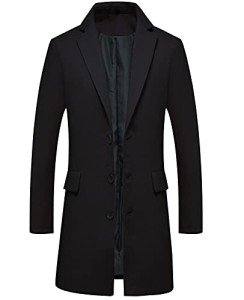 Lisskolo Men's Classic Black Wool Trench Coat