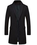 Lisskolo Men's Classic Black Wool Trench Coat