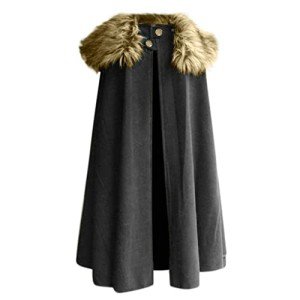 Men's Gothic Wool Cloak Coat with Faux Fur