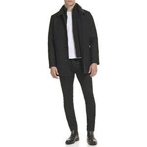 Kenneth Cole Men's Quilted Wool Top Coat, Black