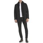 Kenneth Cole Men's Quilted Wool Top Coat, Black