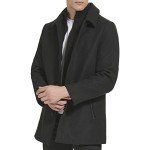 Kenneth Cole Men's Quilted Wool Top Coat, Black