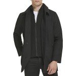 Kenneth Cole Men's Quilted Wool Top Coat, Black