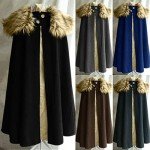 Men's Gothic Wool Cloak Coat with Faux Fur